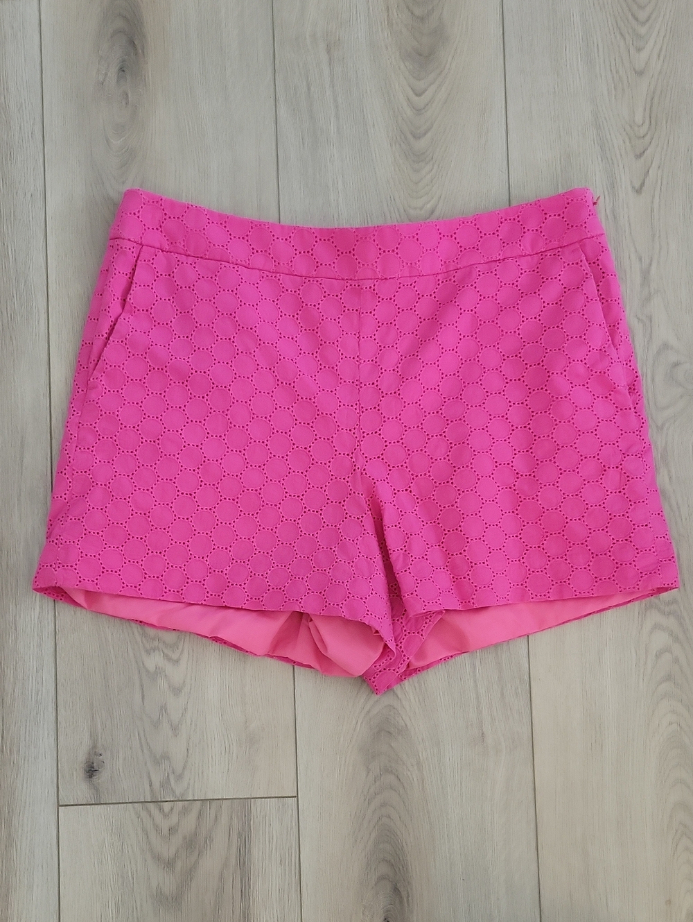 Women's Eyelet Pink Summer Shorts